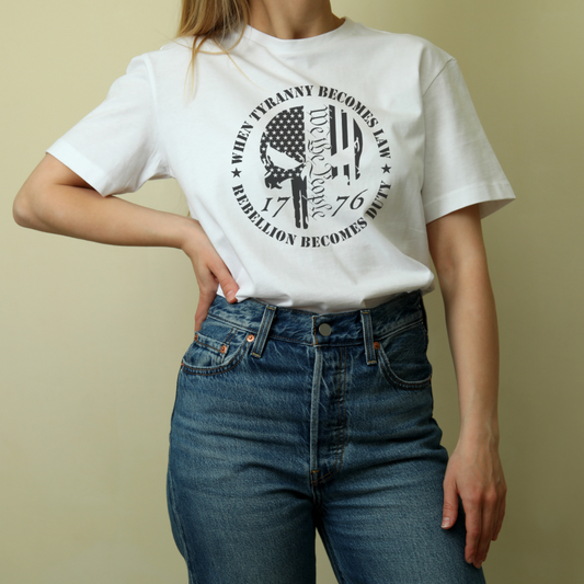 When Tyranny Becomes Law, Our Freedom Shirt, Memorial Shirt, Patriotic Shirt, Thomas Jefferson Quote, Rebellion Becomes Duty, Punisher Skull Shirt