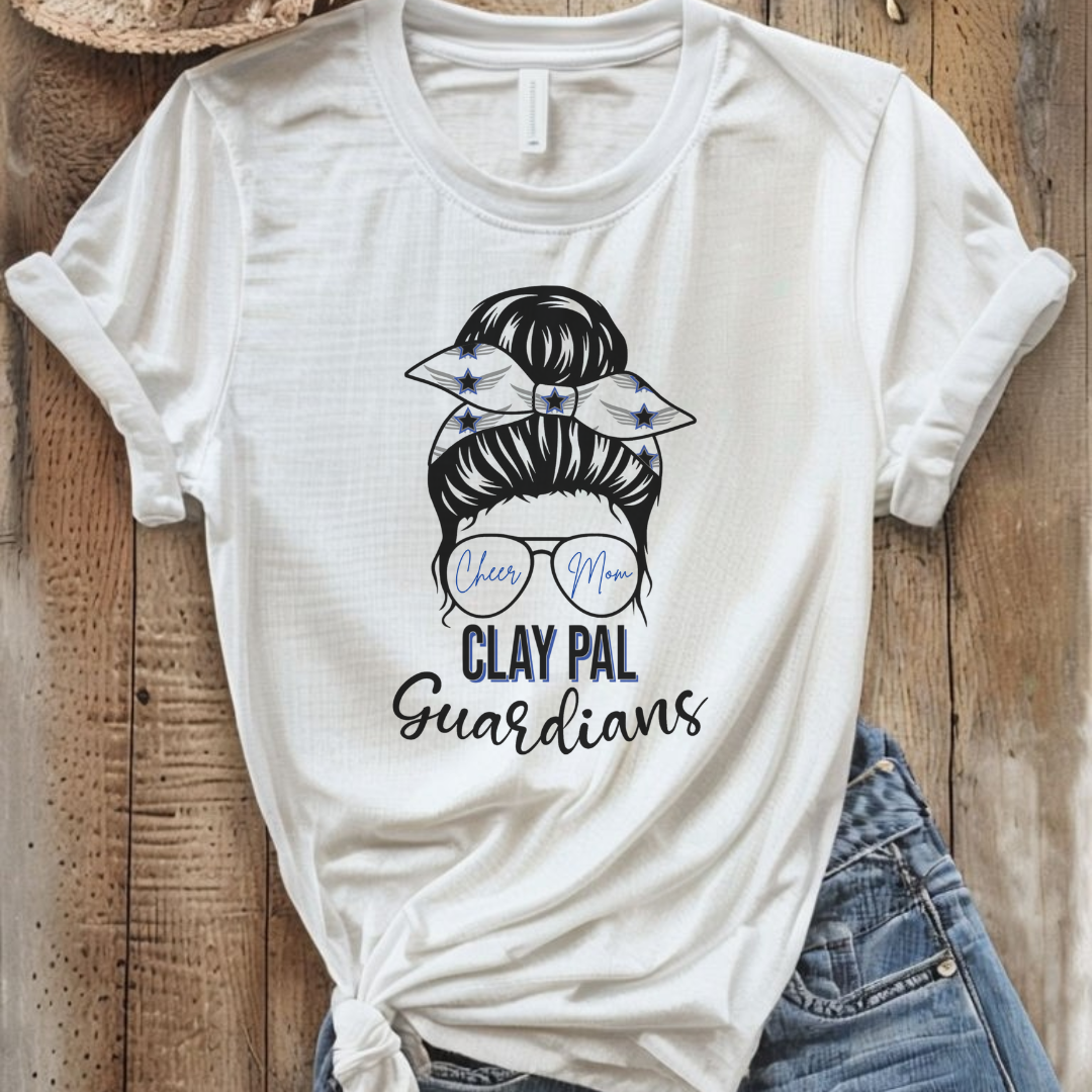 Clay PAL Cheer Mom, Guardians Mom Glasses Bun