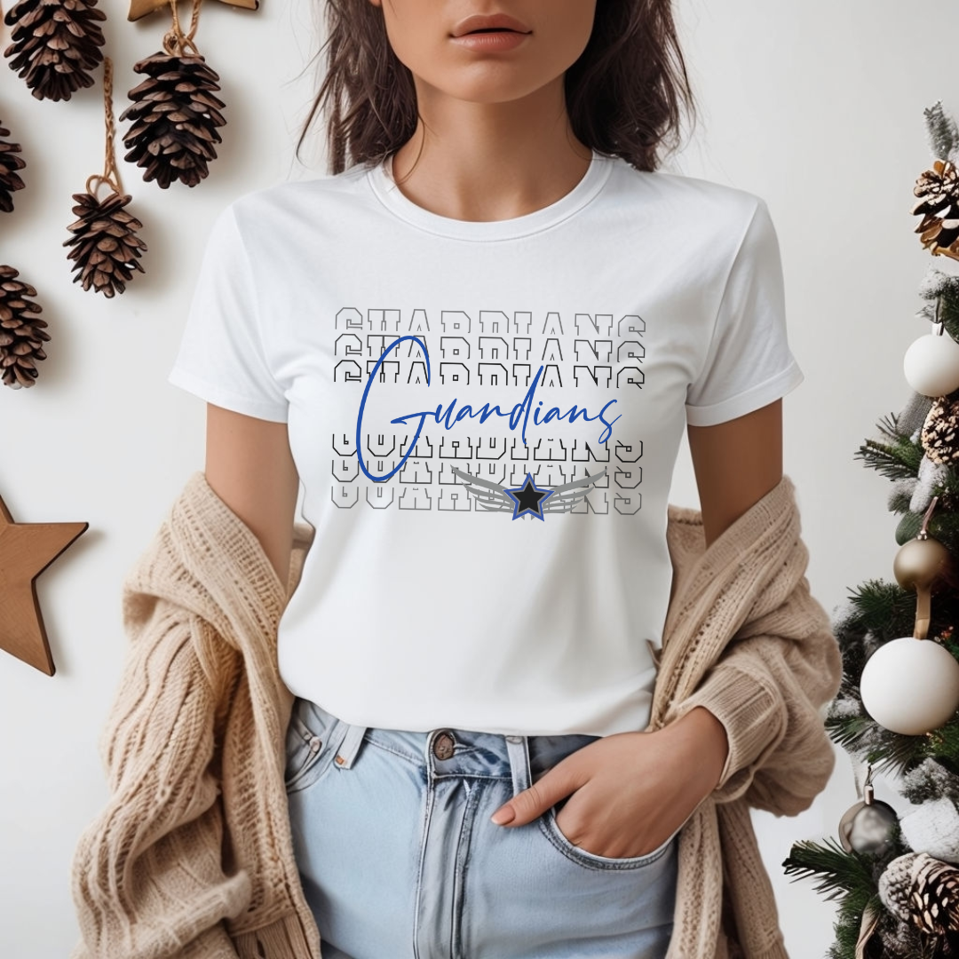 Guardian Script Tee, Football, Cheer, Clay PAL Logo