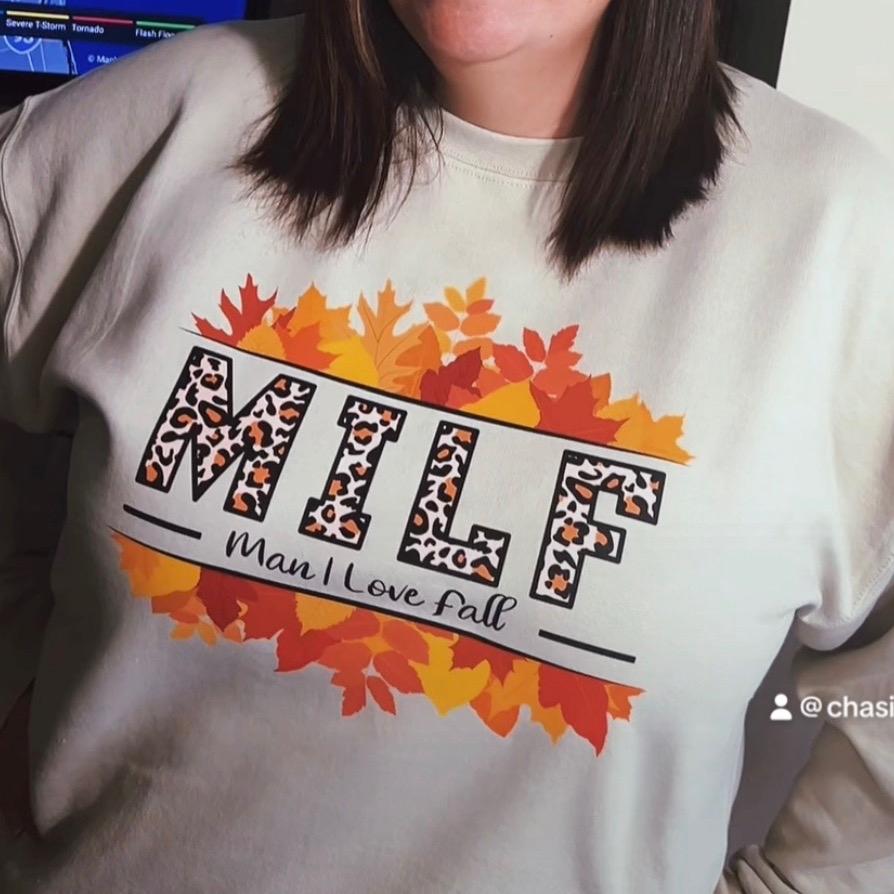 MILF, Man I Love Fall Crewneck Sweatshirt, Oversized Unisex Sweatshirt