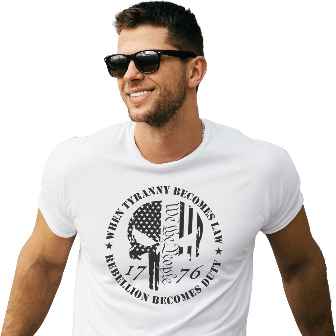 When Tyranny Becomes Law, Our Freedom Shirt, Memorial Shirt, Patriotic Shirt, Thomas Jefferson Quote, Rebellion Becomes Duty, Punisher Skull Shirt