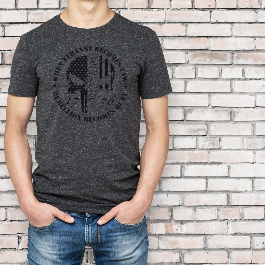 When Tyranny Becomes Law, Our Freedom Shirt, Memorial Shirt, Patriotic Shirt, Thomas Jefferson Quote, Rebellion Becomes Duty, Punisher Skull Shirt