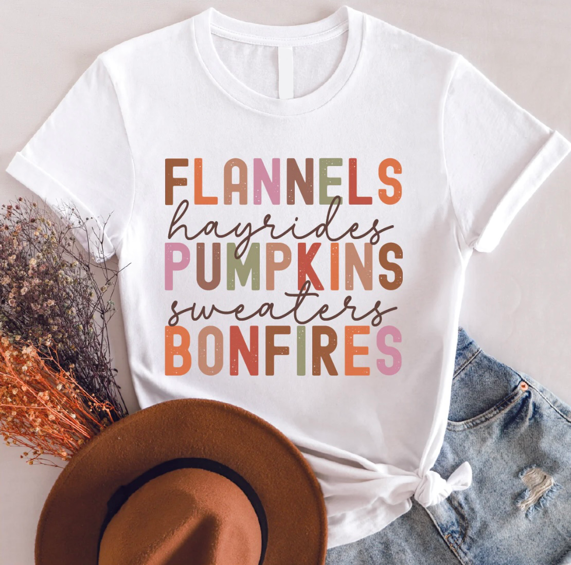 Flannels Pumpkins & Bonfires Fall T-shirt