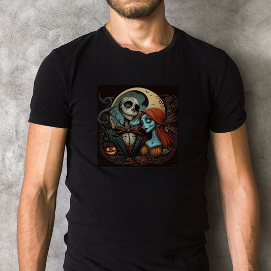 Nightmare Before Christmas, Jack & Sally Unisex Cotton Tshirt