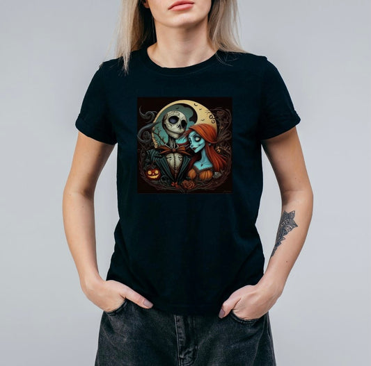 Nightmare Before Christmas, Jack & Sally Unisex Cotton Tshirt