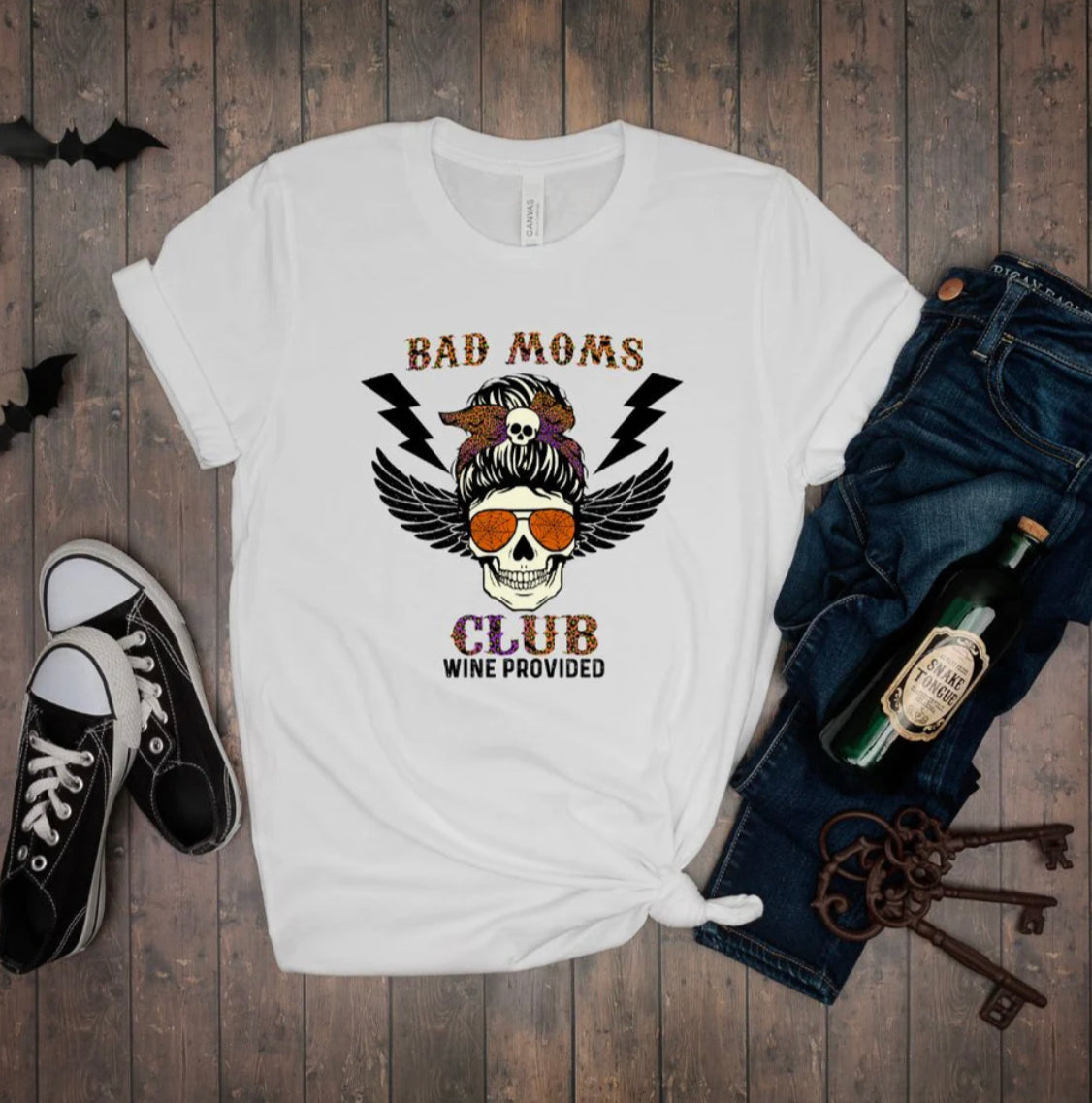 Bad Moms Club Skull and Sunglasses Lightweight Unisex Cotton T-Shirt