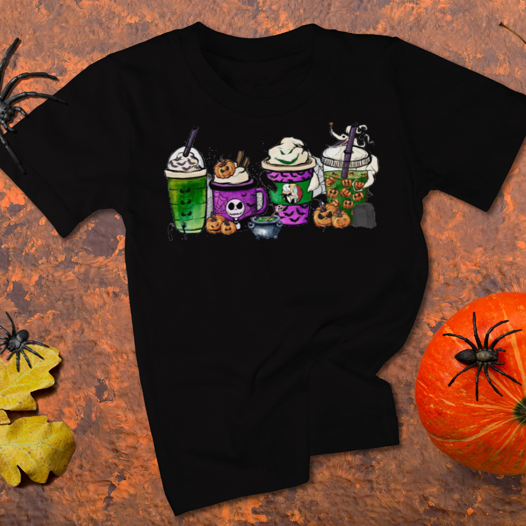 Nightmare Before Christmas Coffee shirt, Oogie Boogie, Zero, Jack Skellington, Sally