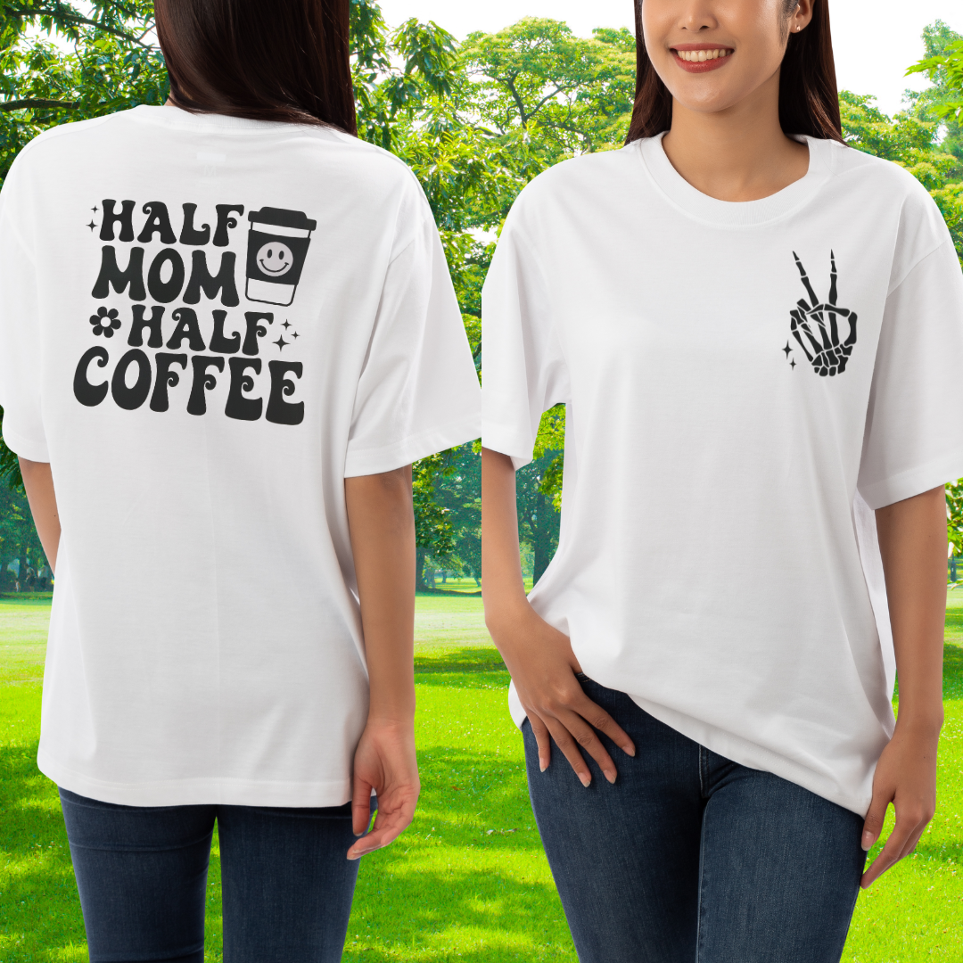 Half Mom half coffee shirt, Retro Coffee Mama Tee for Coffee Lover Gifts New Mom Mama Gifts Funny Mom Shirts Mother's Day Gift Girl Boy