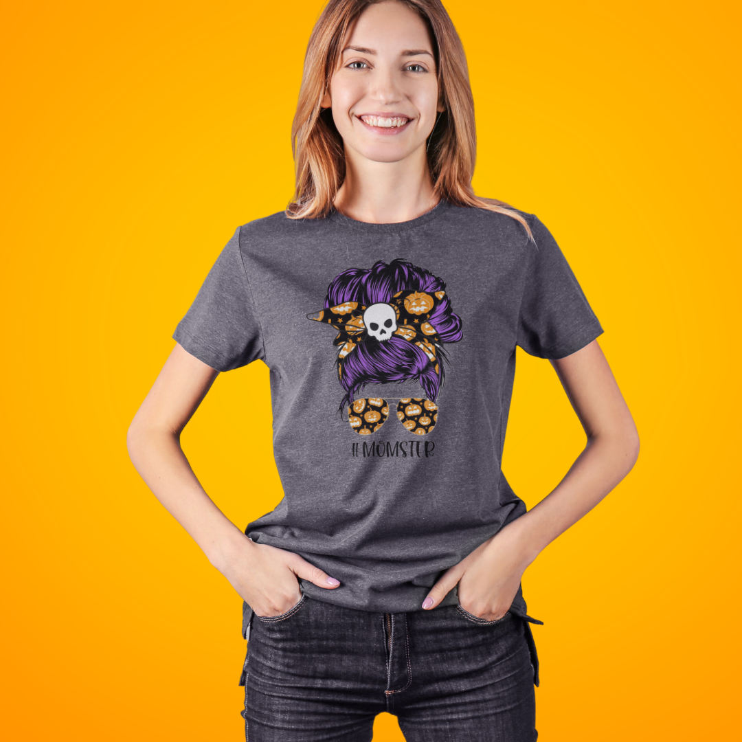 Funny Momster T-Shirt, Messy Bun, Mom, Sunglasses